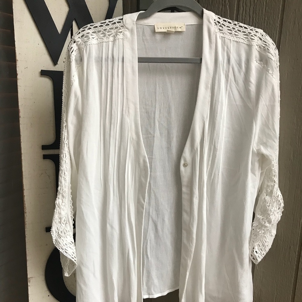 Love stitch boho crochet lace short kimono